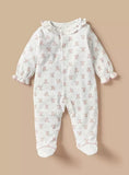 Giggles all over pink bear printed sleepsuit