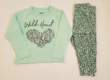 R&B green wild heart printed shirt & pyjama set (set of 2)