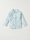 Juniors blue leafy shirt & pyjama set (set of 2)