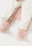 Juniors all over stars printed & pink ribbed sleepsuits (set of 2)