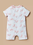 Juniors pink flower printed & netted half romper (Summer)