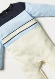 Giggles boys white & blue colorblock closedfeet sleepsuit (Thick cotton) (Winter)