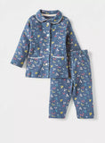 Juniors blue floral printed shirt & pyjama set (set of 2)