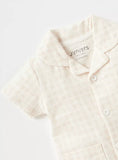Juniors checkered printed button down half romper (Summer)