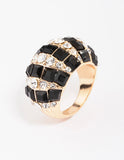 Lovisa black rhinestone embellished ring (Jewellery)