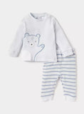 Juniors bear & stripe printed shirt & pyjama set (set of 2)