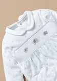 Juniors three elephants embroidered white sleepsuit
