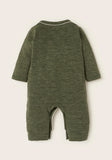 Juniors olive green ribbed openfeet sleepsuit