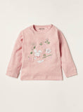 Juniors bunny & floral embroidered stripped shirt & pyjama set (set of 2)