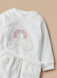 Juniors White Princess Carriage Fleece Shirt & Pyjama Set (Set Of 2) (winter)