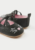 Juniors black cat Face infant shoes