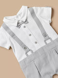 Giggles boys grey bow formal half romper (Summer)