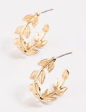 Lovisa golden leaf hoop earrings (Jewellery)