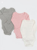 Juniors pink, grey & white Fullsleeves bodysuits (set of 3)