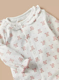 Giggles all over pink bear printed sleepsuit