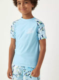 Juniors all over blue printed shirt & shorts swimsuit set (set of 2)