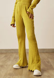 Juniors mustard ribbed flared leggings