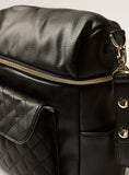 Giggles black leather diaper bag with changing mat