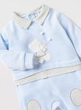 Juniors blue bear collared fleece sleepsuit (Winter)