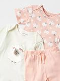 Juniors sheep embroidered bodysuits & Pyjama set (set of 3)