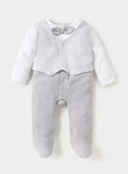 Giggles grey coat & bow sleepsuit