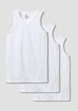 Juniors bamboo cotton solid white vests (Set of 3)