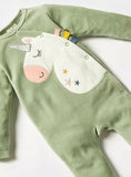 Juniors Green Unicorn Embroidered Fleece Sleepsuit (Winter)