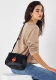 Mistotes Solid black Crossbody Bag with Adjustable Strap and Flap Closure