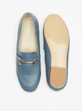 FloraBella blue chain heel loafers (box packaging)