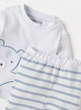 Juniors bear & stripe printed shirt & pyjama set (set of 2)