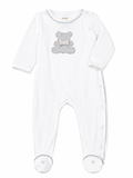 Giggles Grey Bear Embroidered Fleece Sleepsuit (winter)
