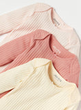 Juniors pink ribbed fullsleeves bodysuits (pack of 3)