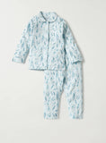 Juniors blue leafy shirt & pyjama set (set of 2)