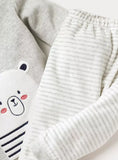 Juniors grey bear applique fleece shirt & Pyjama set (set of 2) (winter)