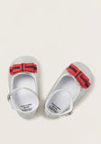 Juniors Glitter Detail infant ballerina shoes with Buckle Closure and Bow