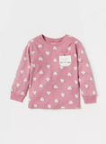 Juniors all over pink cat printed shirt & pyjama set (set of 2)