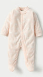 Juniors pink all over printed fleece ziped sleepsuit (winter)