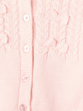 Juniors Pink Knitted Button Down Hooded Pullover (Winter)