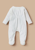 Juniors white elephant embroidered fleece sleepsuit (Winter)