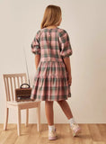 Juniors pink checkered frock