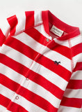 Juniors red & white lines fleece sleepsuit (Winter)