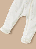 Juniors ribbed leafy printed zipped sleepsuit & cap set (set of 2)