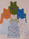 Juniors car & stripe printed vests (set of 7)