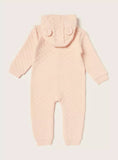 Juniors pink quilted & padded hooded openfeet sleepsuit (Winter)