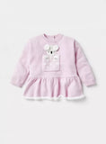 Juniors Pink Bunny Embroidered Knitted Frill Shirt & Pyjama Set (Set Of 2) (Winter)