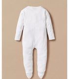 Juniors solid white button down sleepsuit