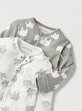Juniors all over elephant printed sleepsuits (set of 2)