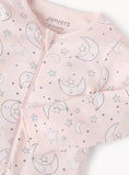 Juniors pink all over moon & star printed zipped sleepsuit