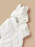 Juniors ribbed hooded white zipped sleepsuit (Winter)