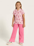 Juniors pink all over animal printed polo tshirt (Summer)